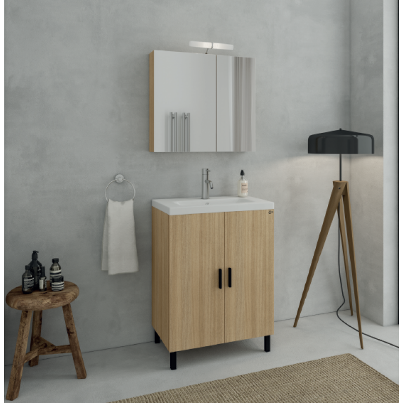 Έπιπλο μπάνιου (σετ) βάση, νιπτήρας και καθρέπτης - ντουλάπι Roma 70 Drop