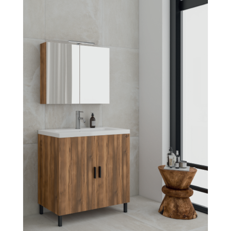 Έπιπλο μπάνιου (σετ) βάση, νιπτήρας και καθρέπτης - ντουλάπι Roma 80 Drop