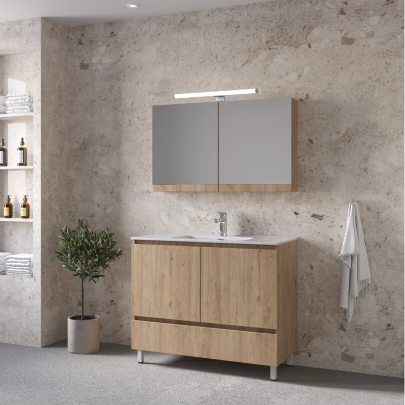 Έπιπλο μπάνιου (σετ) βάση, νιπτήρας και καθρέπτης - ντουλάπι Malaga 100 Royal Bath