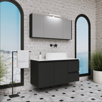 Έπιπλο μπάνιου βάση λάκα και πάγκο solid surface Plasma 120 Faturini Έπιπλο μπάνιου βάση λάκα και πάγκο solid surface Plasma 120 Faturini