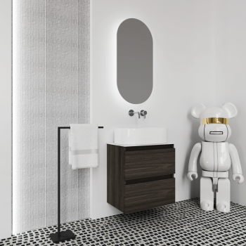 Έπιπλο μπάνιου βάση μελαμίνη και πάγκο solid surface Square 60 Faturini Έπιπλο μπάνιου βάση μελαμίνη και πάγκο solid surface Square 60 Faturini