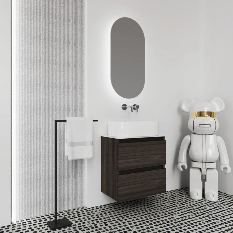Έπιπλο μπάνιου βάση μελαμίνη και πάγκο solid surface Square 60 Faturini