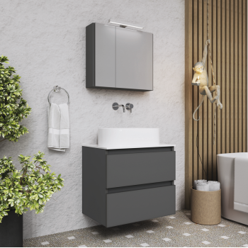 Έπιπλο μπάνιου βάση λάκα και πάγκο solid surface Square 70 Faturini Έπιπλο μπάνιου βάση λάκα και πάγκο solid surface Square 70 Faturini