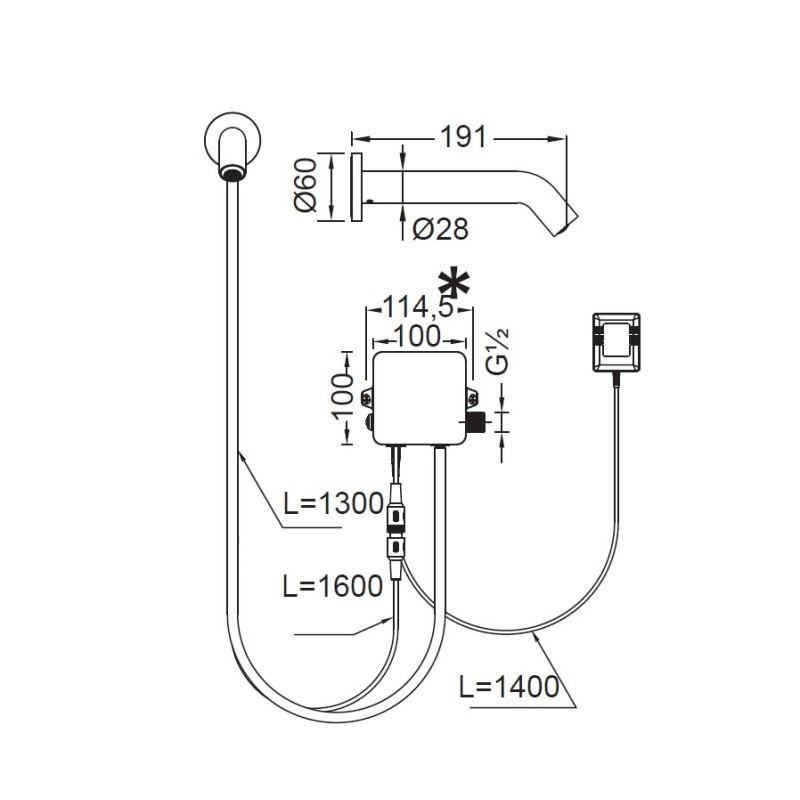 Ηλεκτρονική μπαταρία νιπτήρος τοίχου (ρεύματος) 6410 Sensor Cora Ηλεκτρονική μπαταρία νιπτήρος τοίχου (ρεύματος) 6410 Sensor Cora