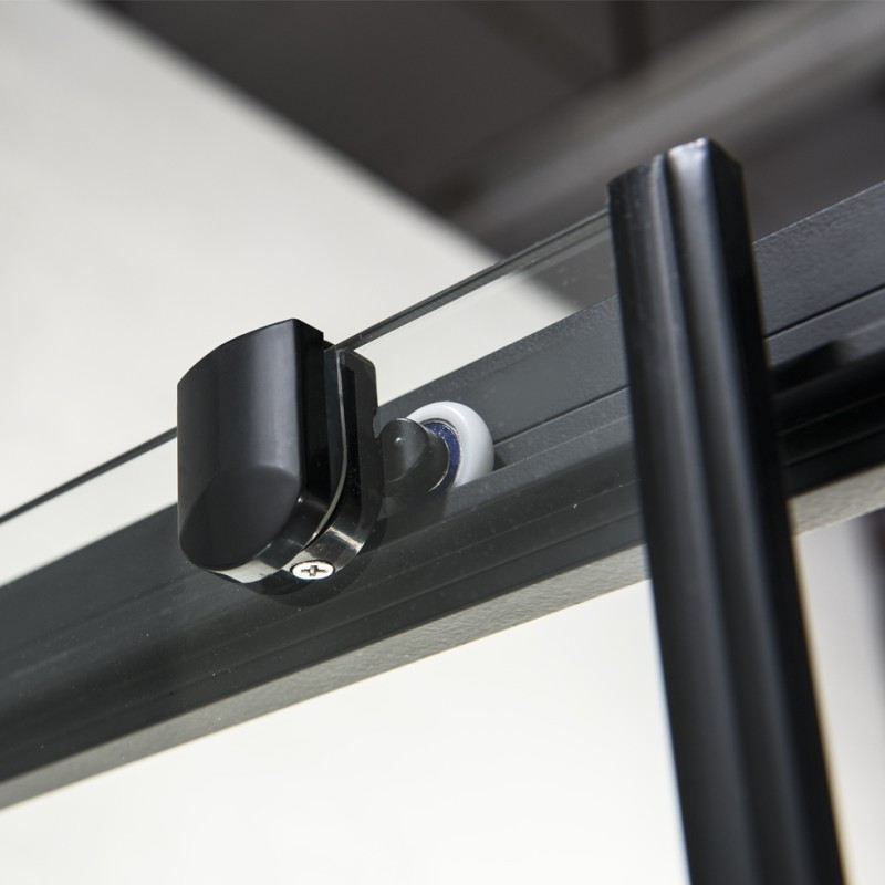 Καμπίνα ντουζιέρας h.195cm ασύμμετρη με 2 σταθερά & 2 συρόμενα φύλλα black matt CF_C-400 Flow Corner Entry Devon