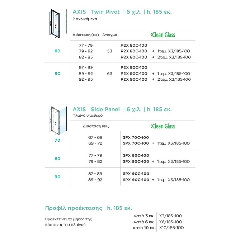 Καμπίνα ντουζιέρας h.185cm με 2 ανοιγόμενα φύλλα χρωμέ P2X_C-100 Twin Pivot Axis Καμπίνα ντουζιέρας h.185cm με 2 ανοιγόμενα φύλλα χρωμέ P2X_C-100 Twin Pivot Axis