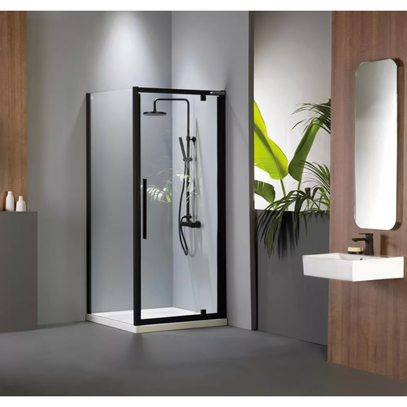 Καμπίνα ντουζιέρας h.195cm με 1 ανοιγόμενο φύλλο black matt PF_C-400 Flow Pivot Devon