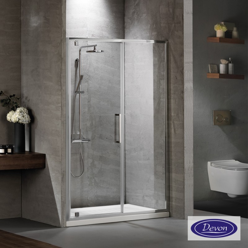 Καμπίνα ντουζιέρας h.195cm με 1 σταθερό & 1 ανοιγόμενο φύλλο χρωμέ PIR_C-100 Primus Plus Pivot+Infill Devon Καμπίνα ντουζιέρας h.195cm με 1 σταθερό & 1 ανοιγόμενο φύλλο χρωμέ PIR_C-100 Primus Plus Pivot+Infill Devon