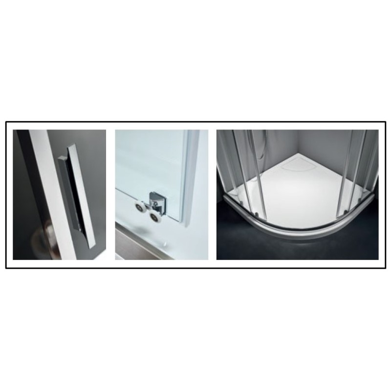 Καμπίνα ντουζιέρας h.185cm ημικυκλική με 2 σταθερά & 2 συρόμενα φύλλα χρωμέ QX_C-100 Quadrant Axis