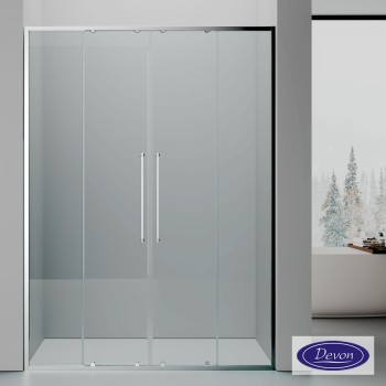 Καμπίνα ντουζιέρας h.200cm με 2 σταθερά & 2 συρόμενα φύλλα χρωμέ SL2L_C-100 Elli Slider 2+2 Devon