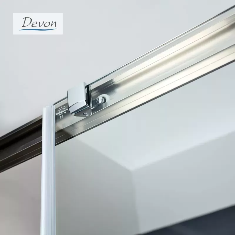 Καμπίνα ντουζιέρας h.200cm με 1 σταθερό & 1 συρόμενο φύλλο inox brushed PVD Noxx Slider 1+1 Devon