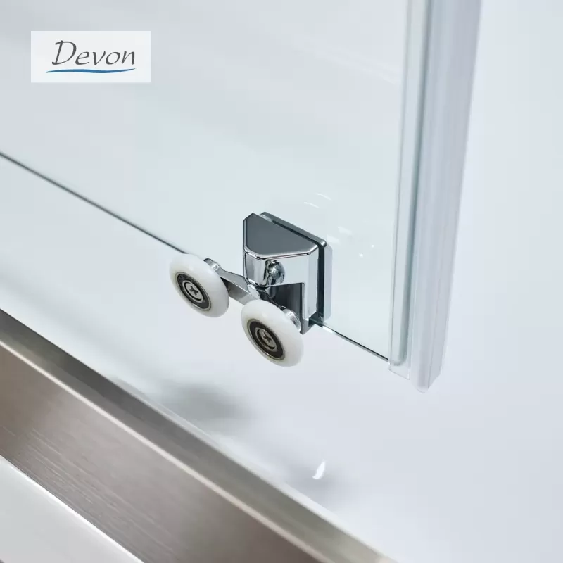 Καμπίνα ντουζιέρας h.200cm με 1 σταθερό & 1 συρόμενο φύλλο inox brushed PVD Noxx Slider 1+1 Devon