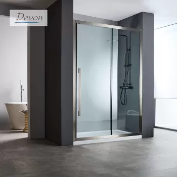 Καμπίνα ντουζιέρας h.200cm με 1 σταθερό & 1 συρόμενο φύλλο black brushed PVD Noxx Slider 1+..