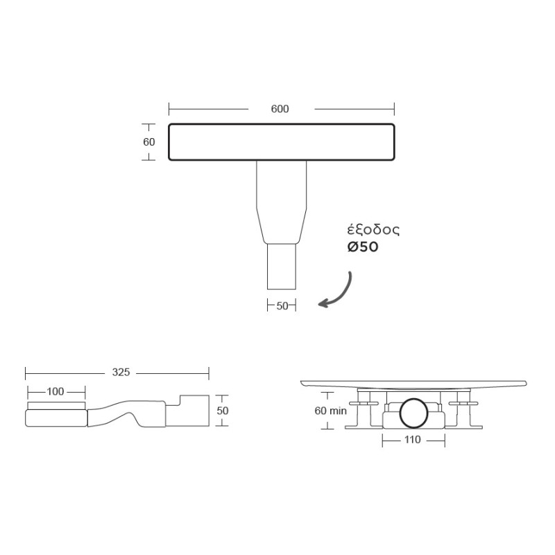 Κανάλι ντους 60cm 88060 Zip Cora