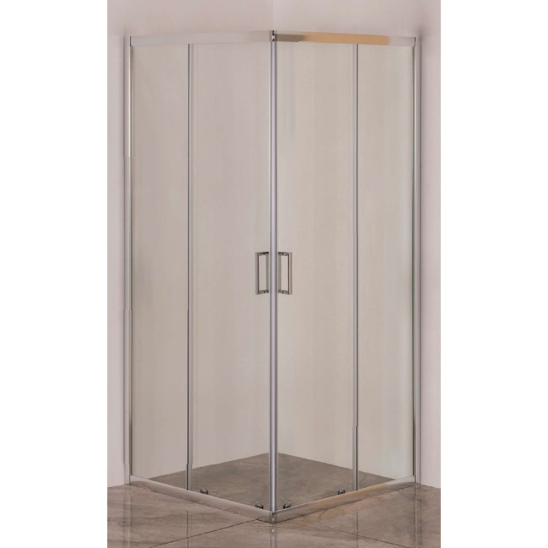 Καμπίνα ντουζιέρας h.185cm τετράγωνη με 2 σταθερά & 2 συρόμενα φύλλα χρωμέ 311 Crown Καμπίνα ντουζιέρας h.185cm τετράγωνη με 2 σταθερά & 2 συρόμενα φύλλα χρωμέ 311 Crown