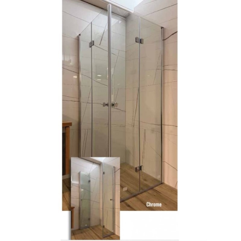 Καμπίνα ντουζιέρας h.185cm με 2 πτυσσόμενα φύλλα χρωμέ 907 Crown Καμπίνα ντουζιέρας h.185cm με 2 πτυσσόμενα φύλλα χρωμέ 907 Crown