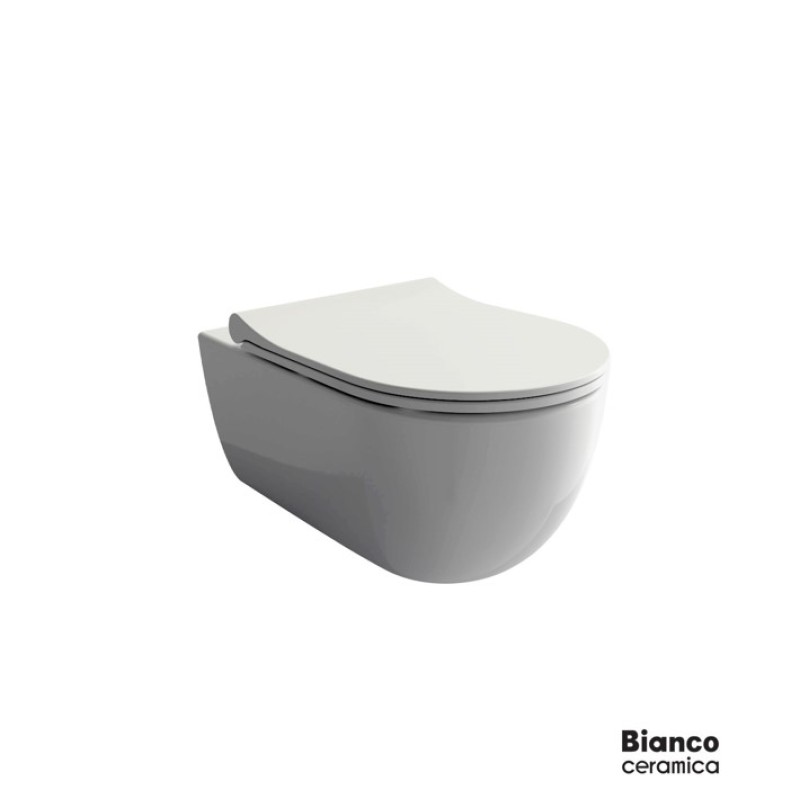 Λεκάνη κρεμαστή 54,5cm με κάλυμμα slim soft close 341600SC-300 Nora Bianco Ceramica