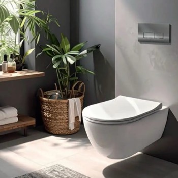 Λεκάνη κρεμαστή 54,5cm με κάλυμμα slim soft close 341600SC-300 Nora Bianco Ceramica