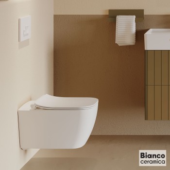 Λεκάνη κρεμαστή 51,5cm με κάλυμμα slim soft close 361600C Mizo Bianco Ceramica