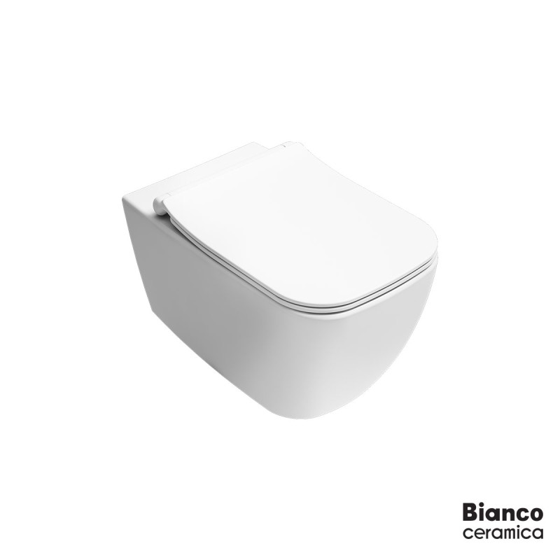 Λεκάνη κρεμαστή 51,5cm με κάλυμμα slim soft close 361600C Mizo Bianco Ceramica