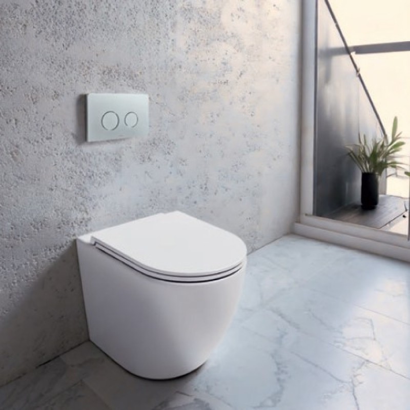 Λεκάνη επιδαπέδια Υ.Π. (back to wall) 52cm με κάλυμμα soft close 380300C-300 Lenta Bianco Ceramica