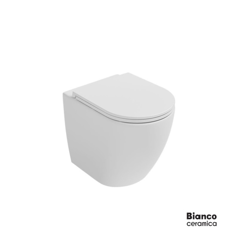 Λεκάνη επιδαπέδια Υ.Π. (back to wall) 52cm με κάλυμμα soft close 380300C-300 Lenta Bianco Ceramica