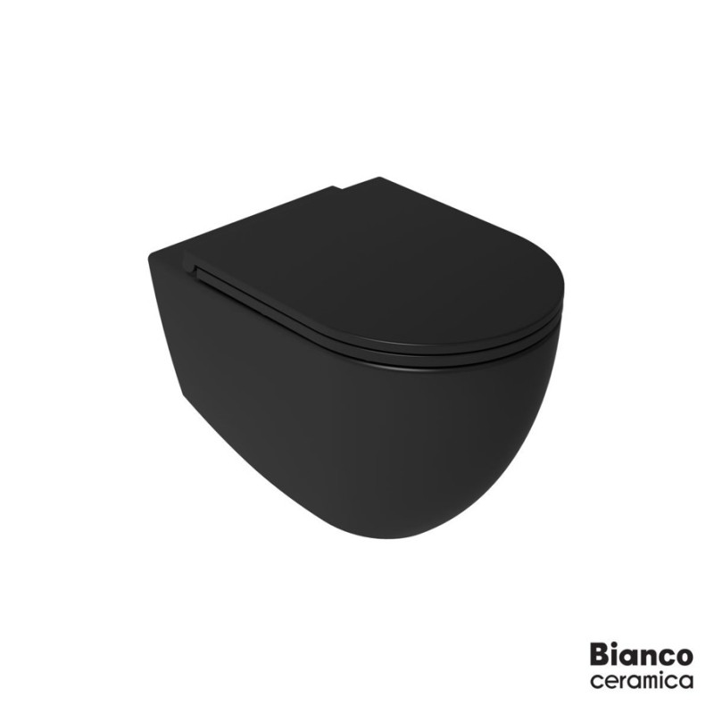 Λεκάνη κρεμαστή 53cm με κάλυμμα slim soft close 381600C Lenta Bianco Ceramica