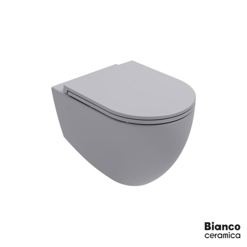 Λεκάνη κρεμαστή 53cm με κάλυμμα slim soft close 381600C Lenta Bianco Ceramica