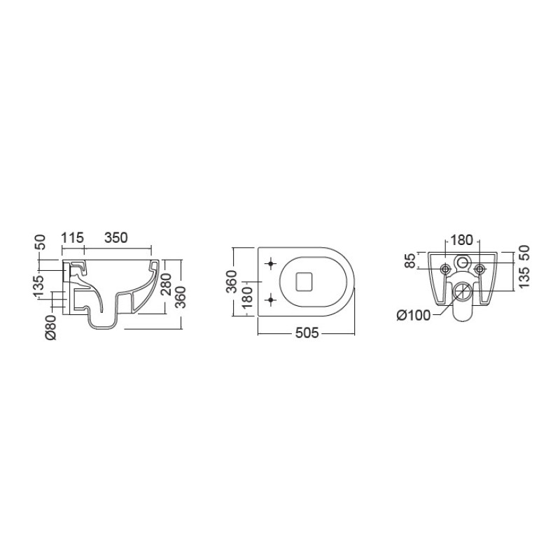 Λεκάνη κρεμαστή 50,5cm με κάλυμμα slim soft close 520100SC Glam Scarabeo