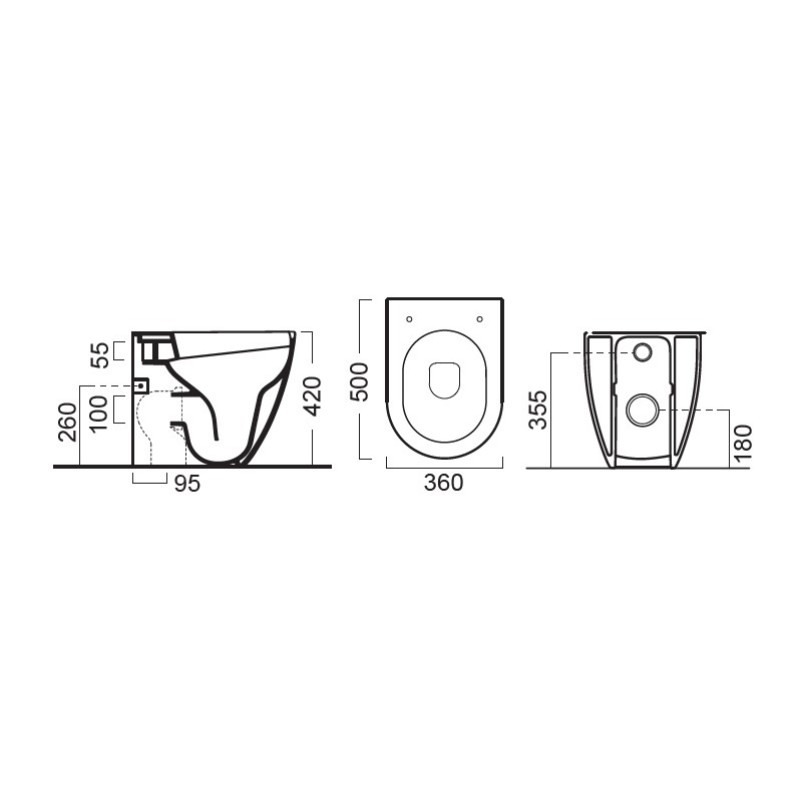 Λεκάνη επιδαπέδια Υ.Π. (back to wall) 50cm με κάλυμμα soft close 880400 Pura Swirl GSI