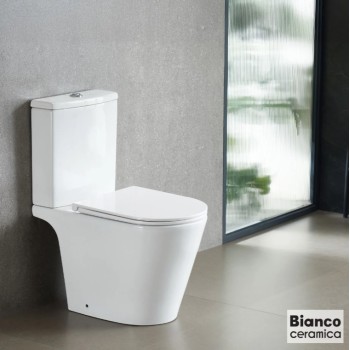 Λεκάνη επιδαπέδια Χ.Π. 59cm με κάλυμμα slim soft close AM12000SC-300 Amelia Bianco Ceramica