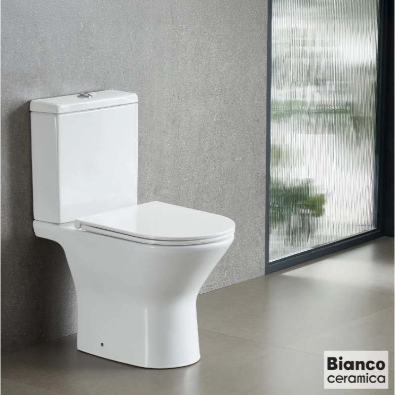 Λεκάνη επιδαπέδια Χ.Π. 63cm με κάλυμμα slim soft close BL12000SC-300 Bella Bianco Ceramica