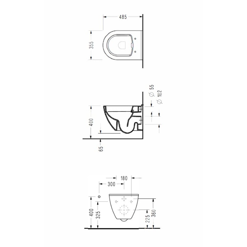 Λεκάνη κρεμαστή με ενσωματωμένο σύστημα μπιντέ & κάλυμμα 48,5cm SM36B00SC-300 Smart Serel