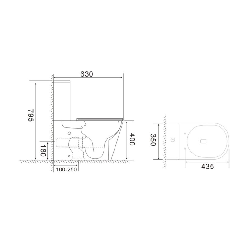 Λεκάνη επιδαπέδια Χ.Π. (back to wall) 63cm με κάλυμμα slim soft close VR12000SC-300 Versa Bianco Ceramica