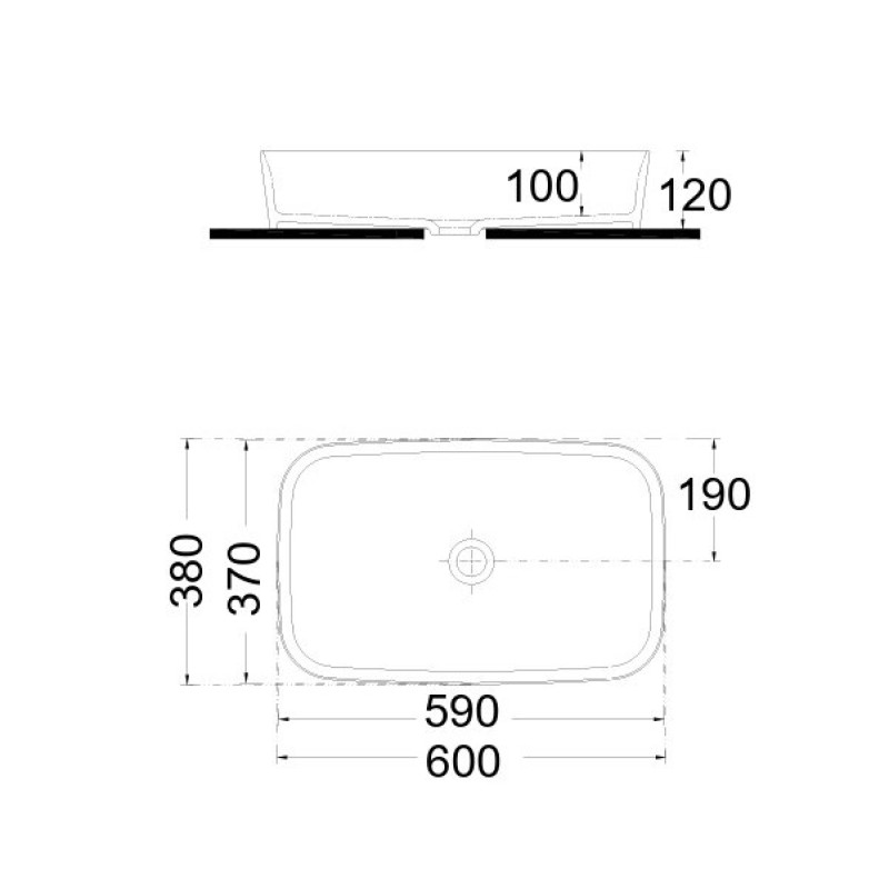 Νιπτήρας επιτραπέζιος 60x38cm 34061 Punto Bianco Ceramica