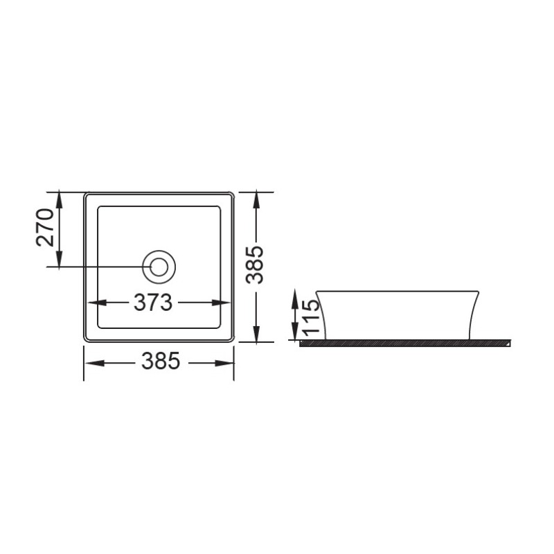 Νιπτήρας επιτραπέζιος 38,5x38,5cm 34770-300 York Bianco Ceramica