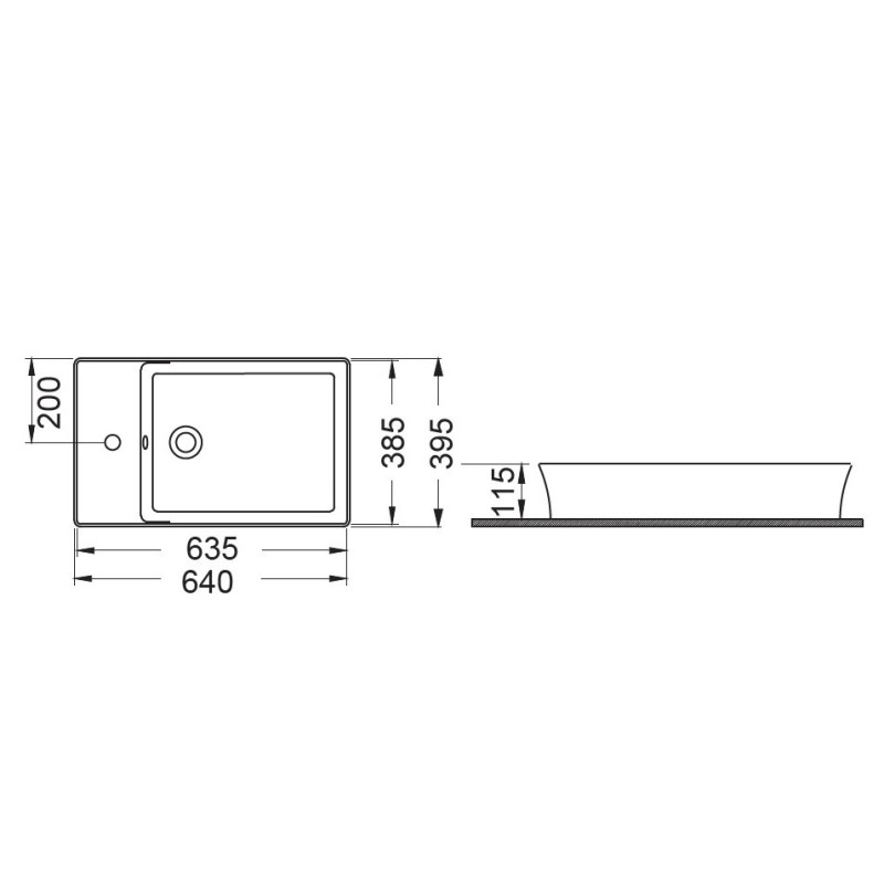 Νιπτήρας επιτραπέζιος  64x39cm 34790-300 Lina Bianco Ceramica