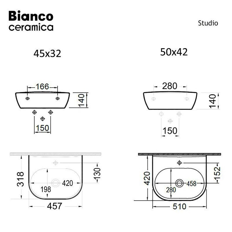 Νιπτήρας κρεμαστός Studio Bianco Ceramica