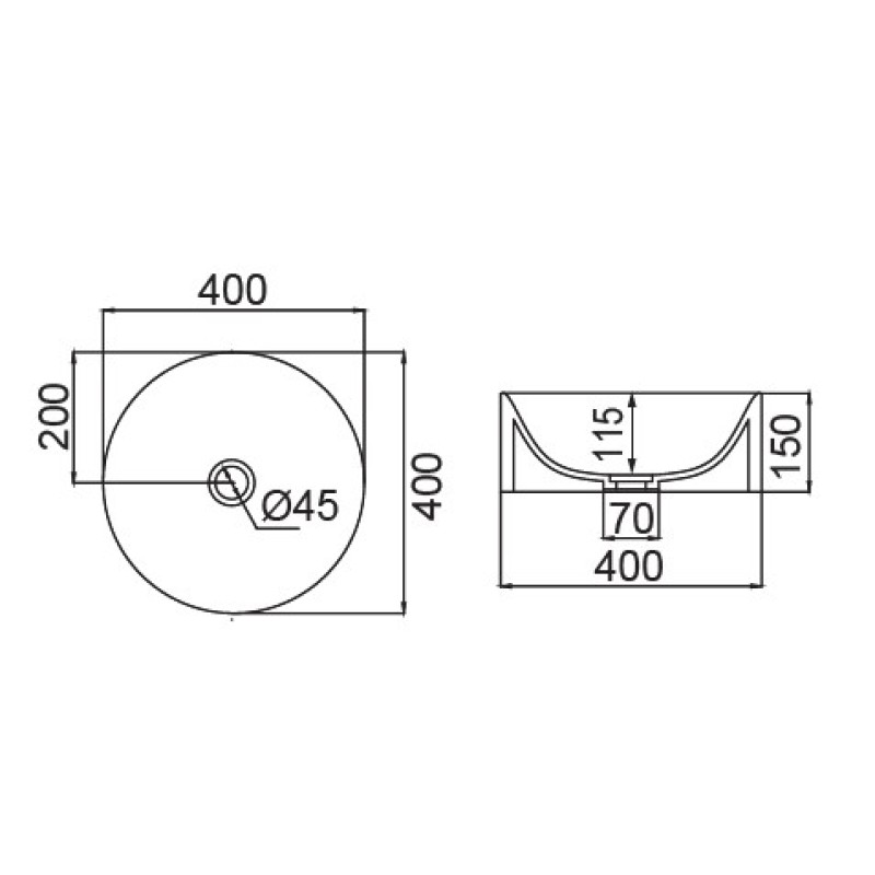 Νιπτήρας επιτραπέζιος Ø40cm 5407-300 Skinny Scarabeo