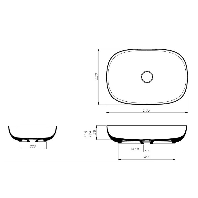 Νιπτήρας επιτραπέζιος 56,4x39cm 68503-301 R Light Schock