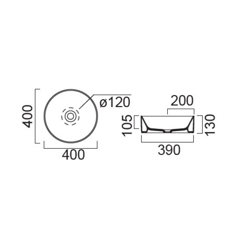 Νιπτήρας επιτραπέζιος Ø40cm 9426-300 Kube-X GSI