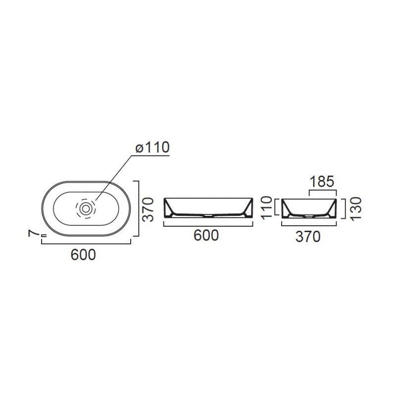 Νιπτήρας επιτραπέζιος 60x37cm 9458-300 Kube-X GSI Νιπτήρας επιτραπέζιος 60x37cm 9458-300 Kube-X GSI