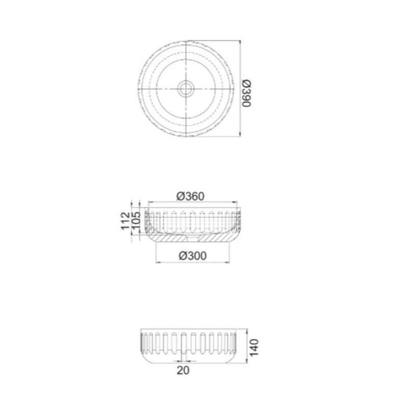 Νιπτήρας επιτραπέζιος Ø39cm DF39 Orin Fossil