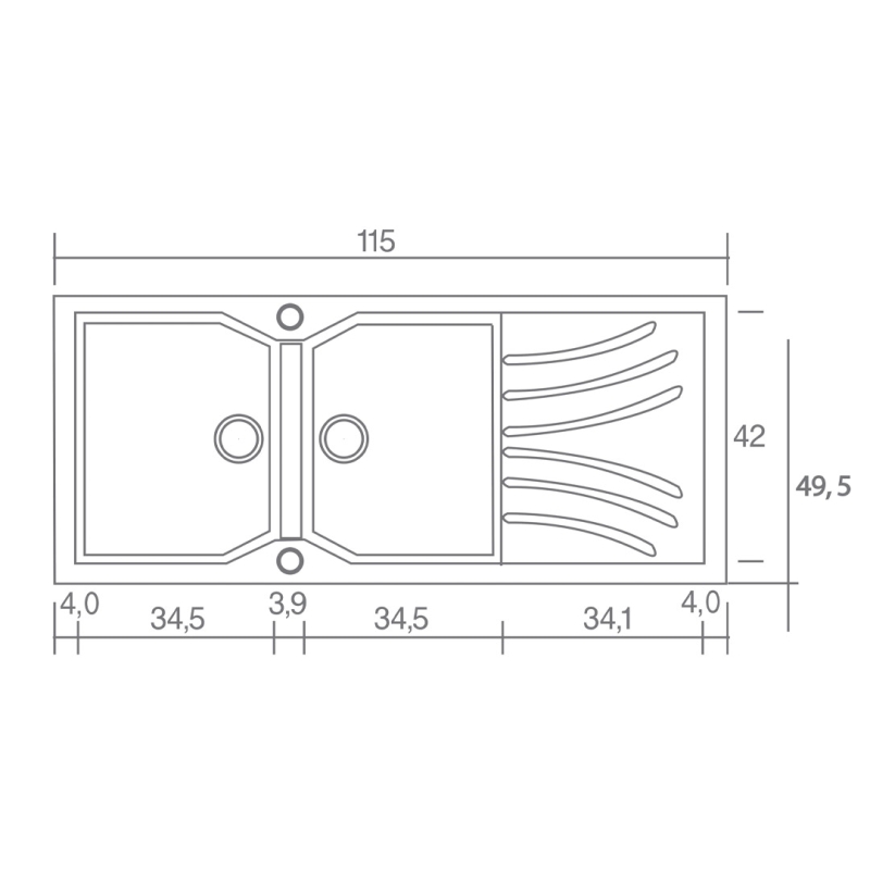 Νεροχύτης 115x50cm Classic 332 Sanitec