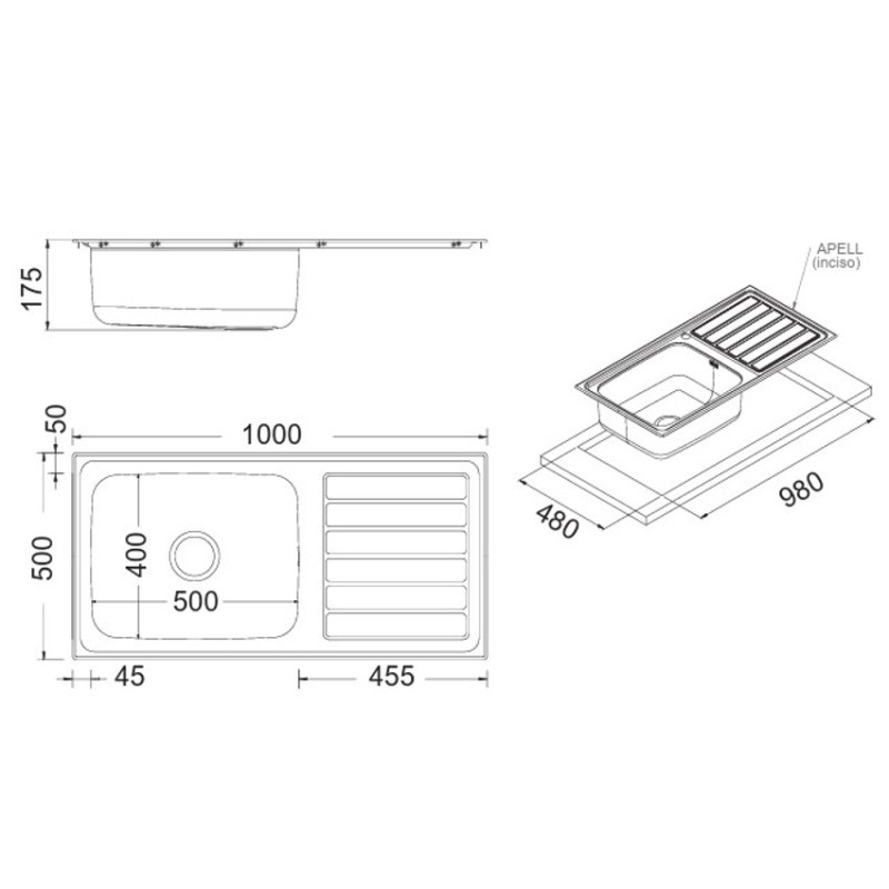 Νεροχύτης 100x50cm Anniversario 8115-110 Apell