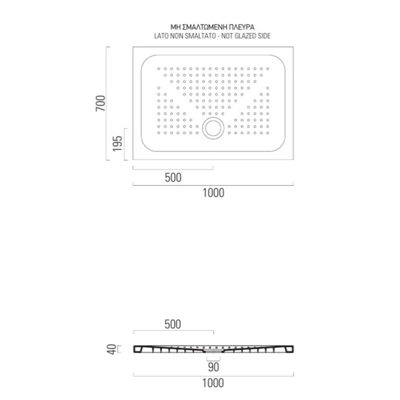 Ντουζιέρα παραλληλόγραμμη 100x70cm από πορσελάνη 471007-300 Slim GSI