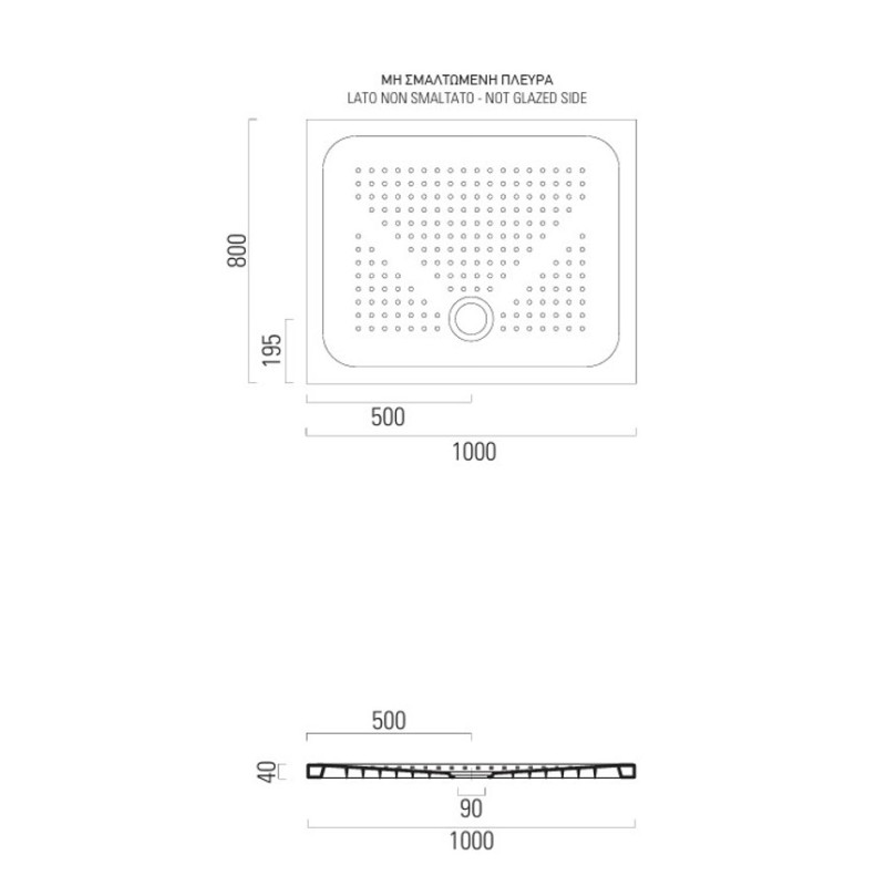 Ντουζιέρα παραλληλόγραμμη 100x80cm από πορσελάνη 471008-300 Slim GSI