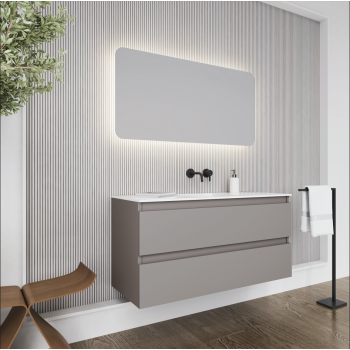 Έπιπλο μπάνιου βάση λάκα και νιπτήρα solid surface Square 120 Faturini