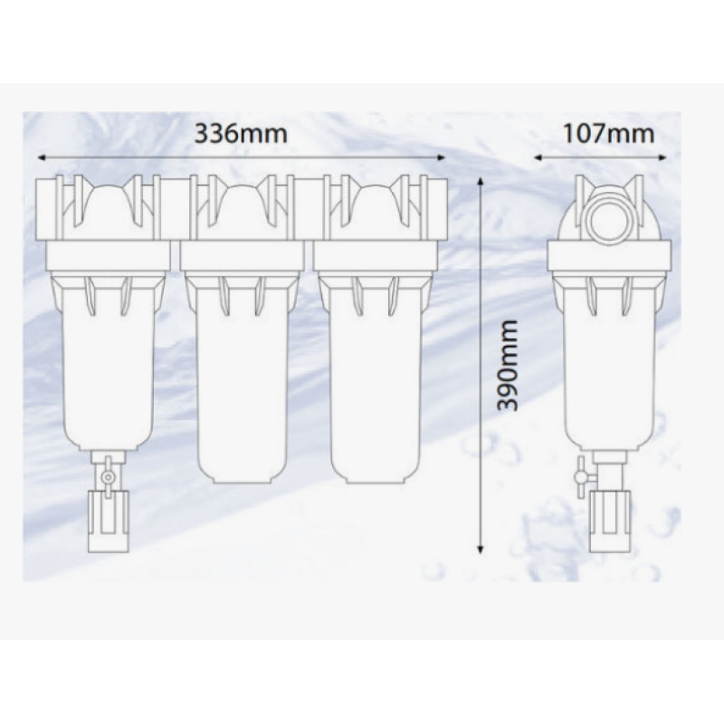 Αυτοκαθαριζόμενο τριπλό φίλτρο νερού Hydra Trio με ανοξείδωτη σίτα RAH 90m 3/4'' Atlas filtri